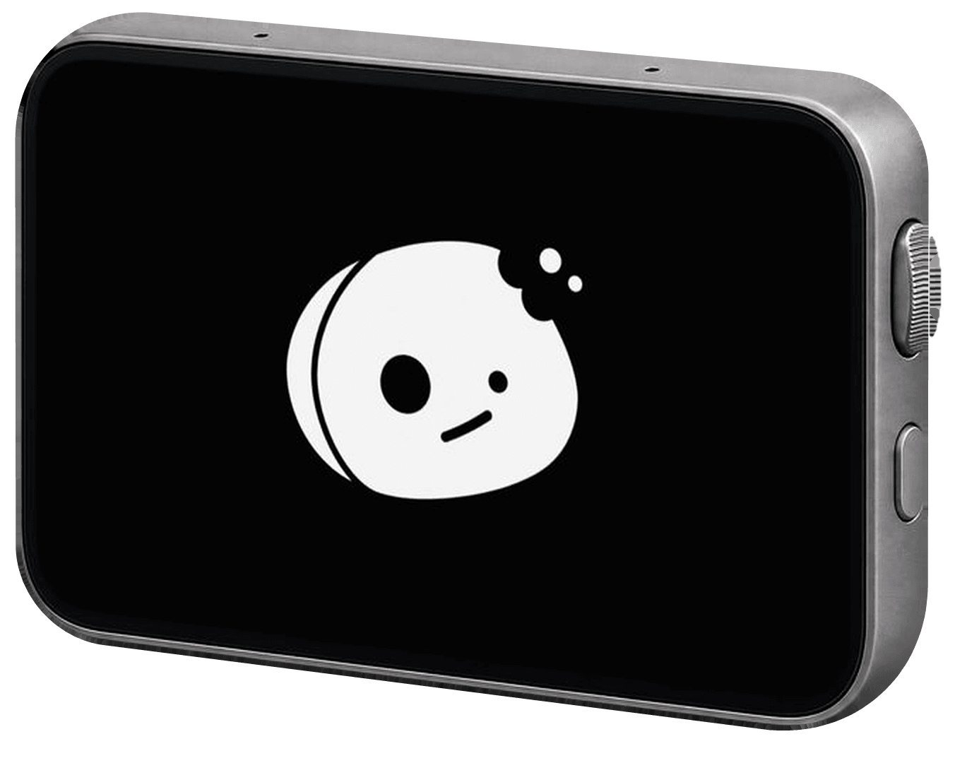 Crumbit One from the front, screen with the mascot